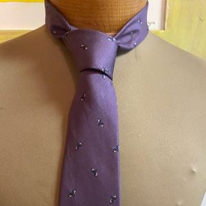 Alberto Zerra made in USA men’s silk necktie purple with butterflies